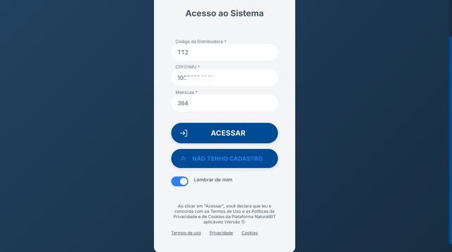 Tela de login